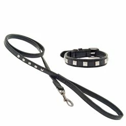 FERRIBIELLA SPA Ferribiella Collare E Guinzaglio In Pelle Per Cani Con Borchie Nero