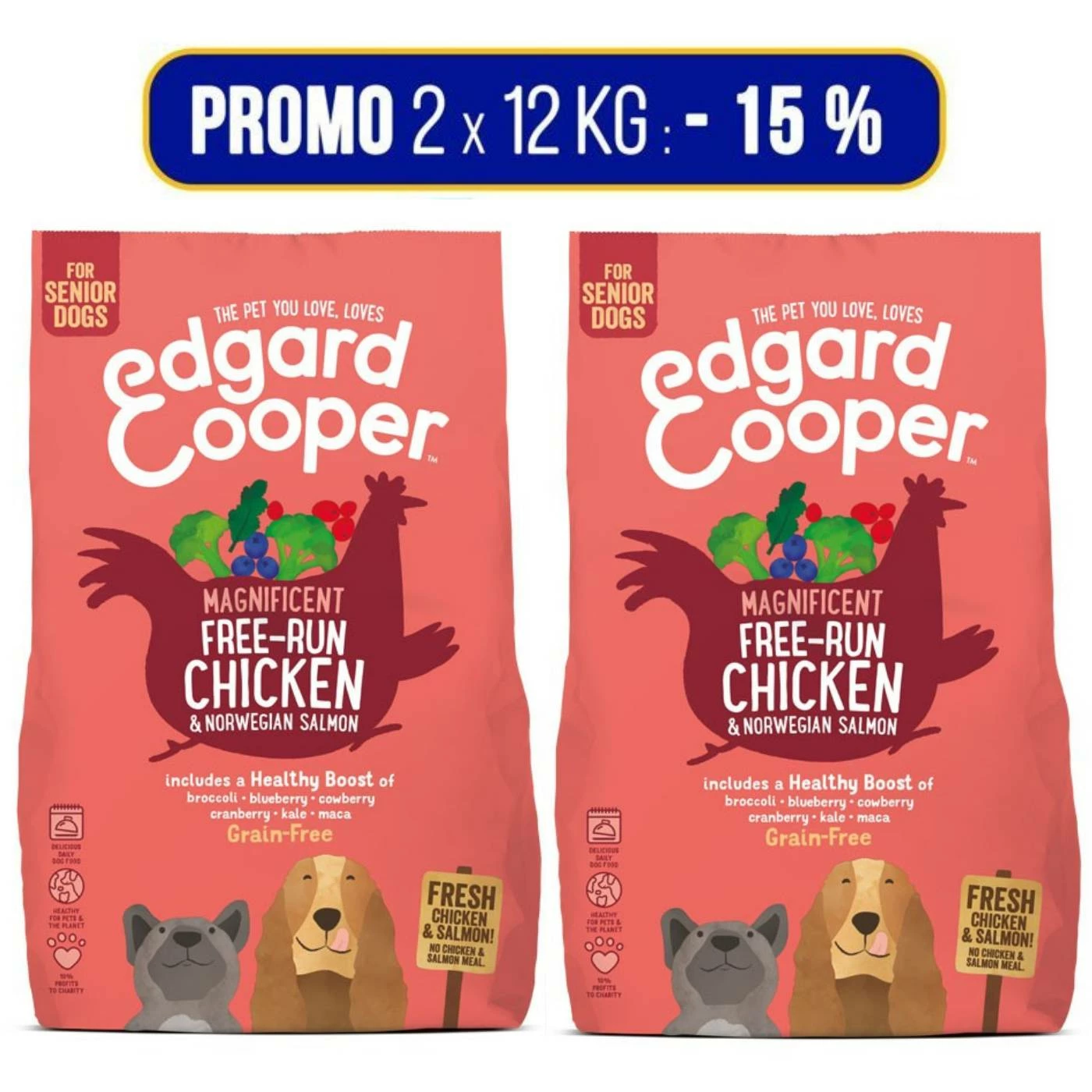 Edgard & Cooper PROMO 2x12Kg Edgard & Cooper Pollo E Salmone Grain Free Per Cani Senior 3 Edgard & Cooper PROMO 2x12Kg Edgard & Cooper Pollo E Salmone Grain Free Per Cani Senior