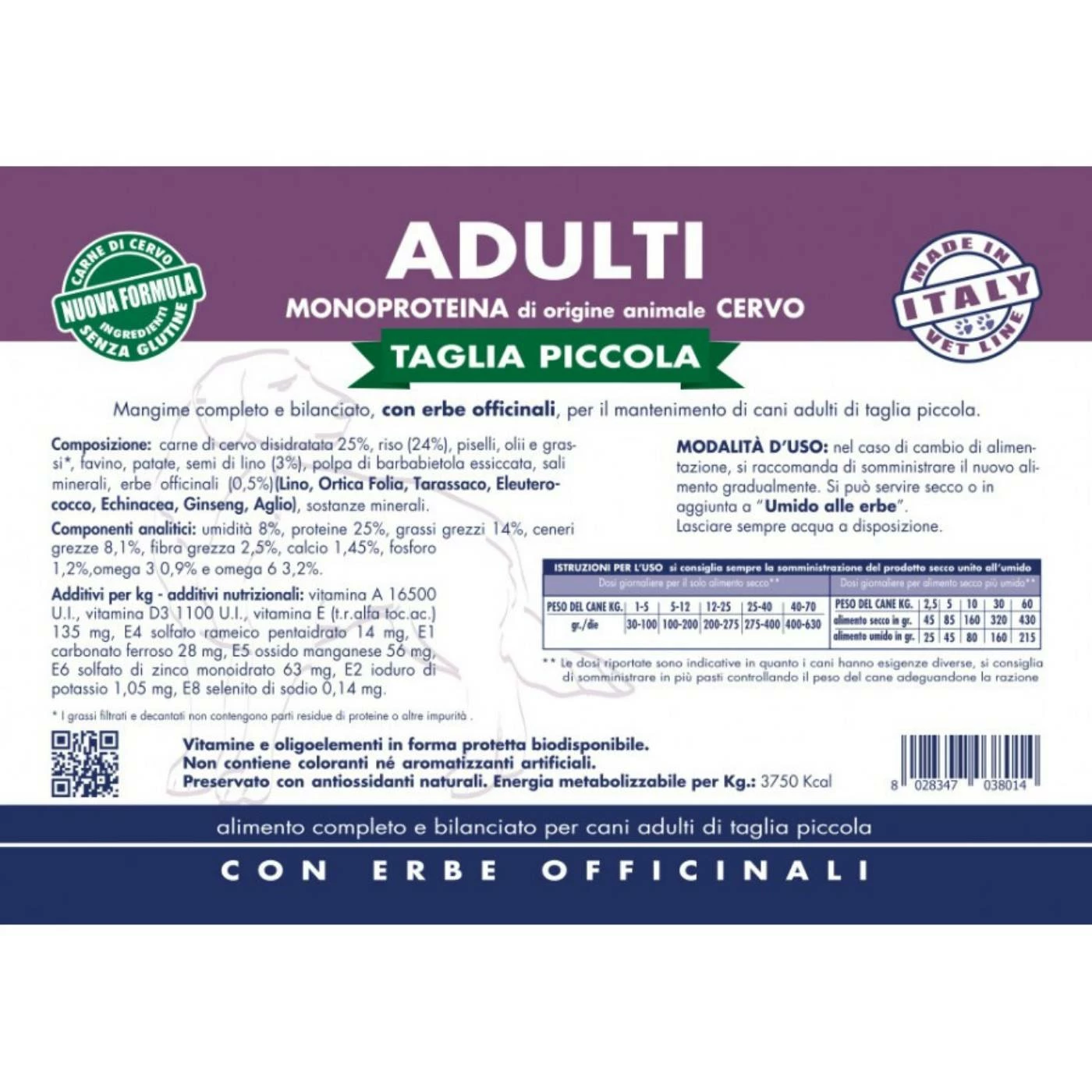 Vet Line Cervo Per Cani Adulti Di Piccola Taglia Monoproteico VetLine 4 Vet Line Cervo Per Cani Adulti Di Piccola Taglia Monoproteico VetLine - immagine 2