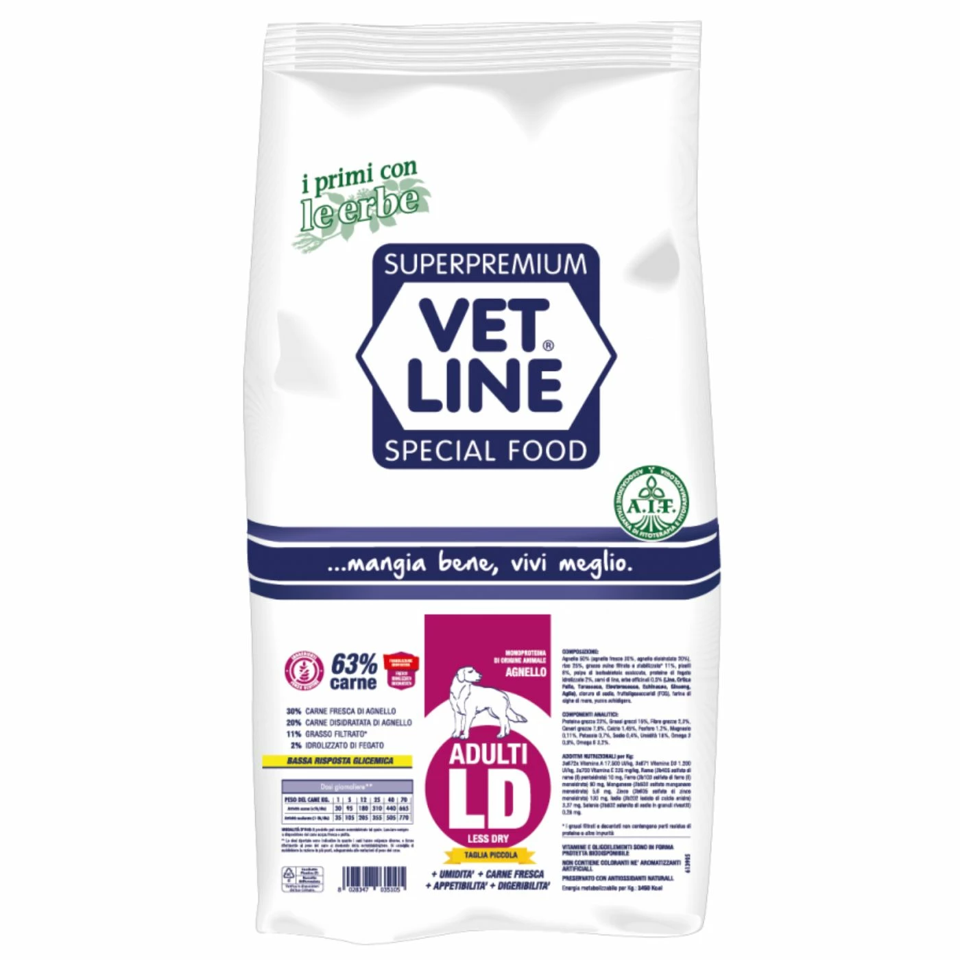 Vet Line LD Agnello Per Cani Adulti Di Piccola Taglia Monoproteico Vetline 3 Vet Line LD Agnello Per Cani Adulti Di Piccola Taglia Monoproteico Vetline
