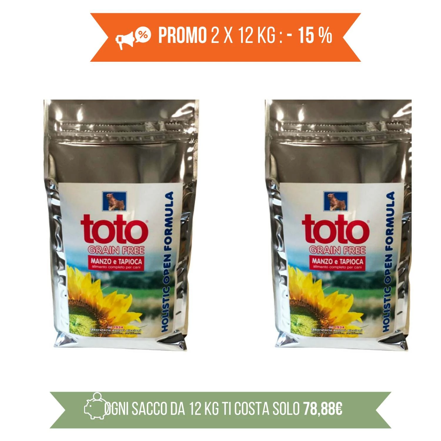 PROMO 2x12Kg Toto Holistic Grain Free Manzo E Tapioca Per Cani 3 PROMO 2x12Kg Toto Holistic Grain Free Manzo E Tapioca Per Cani