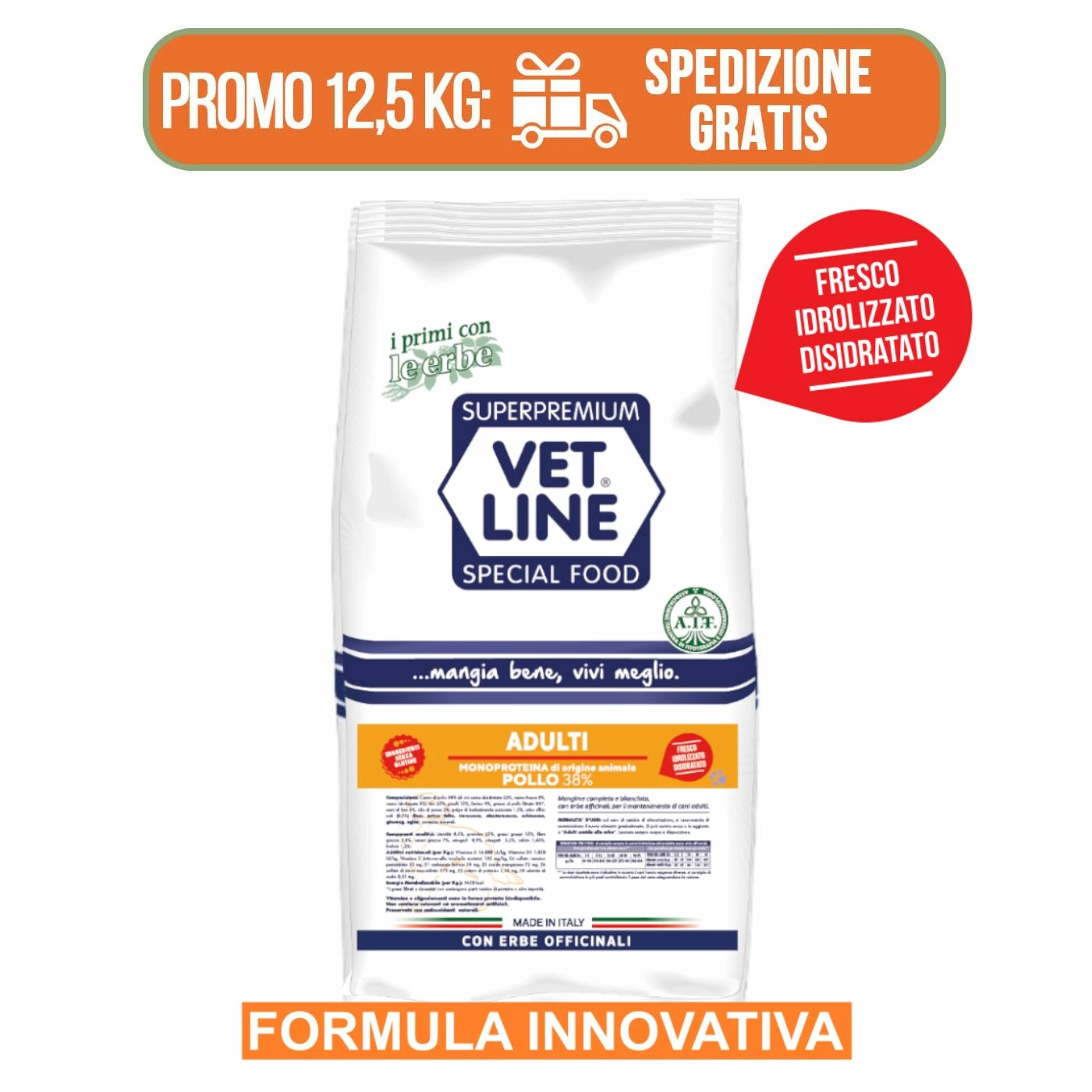 Vet Line Pollo Per Cani Adulti Monoproteico VetLine 3 Vet Line Pollo Per Cani Adulti Monoproteico VetLine