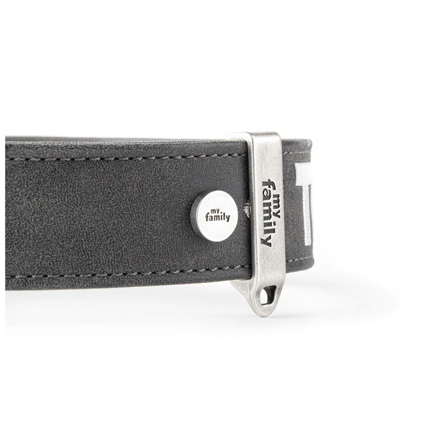 MyFamily Collare Royal Ricamo The King In Similpelle Grigio E Nero 6 MyFamily Collare Royal Ricamo The King In Similpelle Grigio E Nero - immagine 4