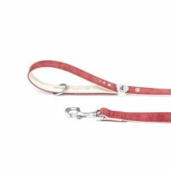 MyFamily Guinzaglio Royal Ricamo Corona Queen Similpelle Crema E Bordeaux 2,2x110cm