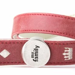 MyFamily Guinzaglio Royal Ricamo Corona Queen Similpelle Crema E Bordeaux 2,2x110cm -Alimentazione negozio 8884