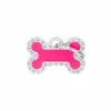 MyFamily Medaglietta Per Cani Personalizzabile Glam Osso Fucsia Piccolo Strass -Alimentazione negozio 8978