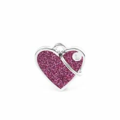 MyFamily Medaglietta Per Cani Personalizzabile Cuore Glitter Shine Rosa