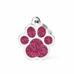 MyFamily Medaglietta Per Cani Personalizzabile Zampa Glitter Shine Rosa -Alimentazione negozio 9075 1