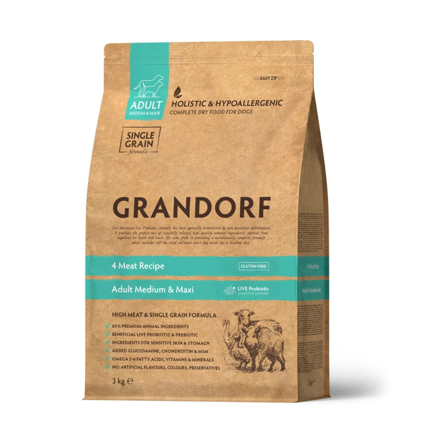 Grandorf Adult 4 Carni Medium & Maxi Per Cani 3 Grandorf Adult 4 Carni Medium & Maxi Per Cani